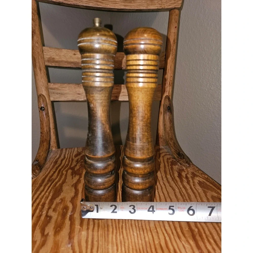 Vintage Imperial Wooden Salt Shaker And Pepper Grinder Set Tall Medium Wood